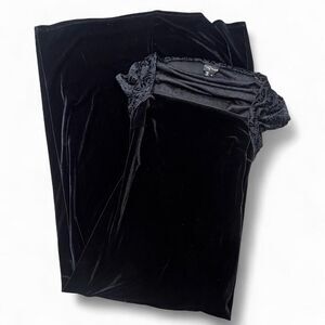 Vintage 90s Gothic Whimsygoth Velvet Burnout Shawl Low Back Maxi Dress